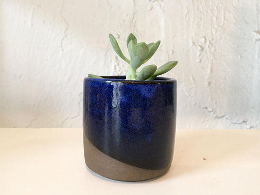 Ceramic mini planter- handmade succulent pot- blue - NEW ITEM!