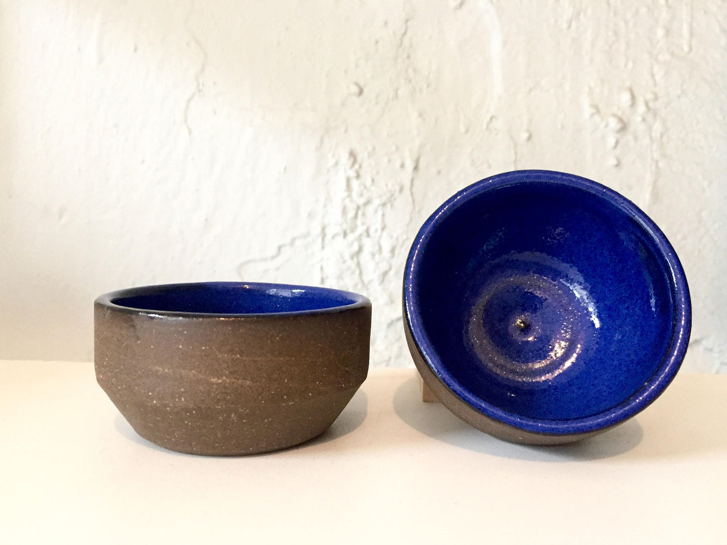 ceramic ramekin- multipurpose dish-ceramic ramekin-  blue and raw clay- set of two