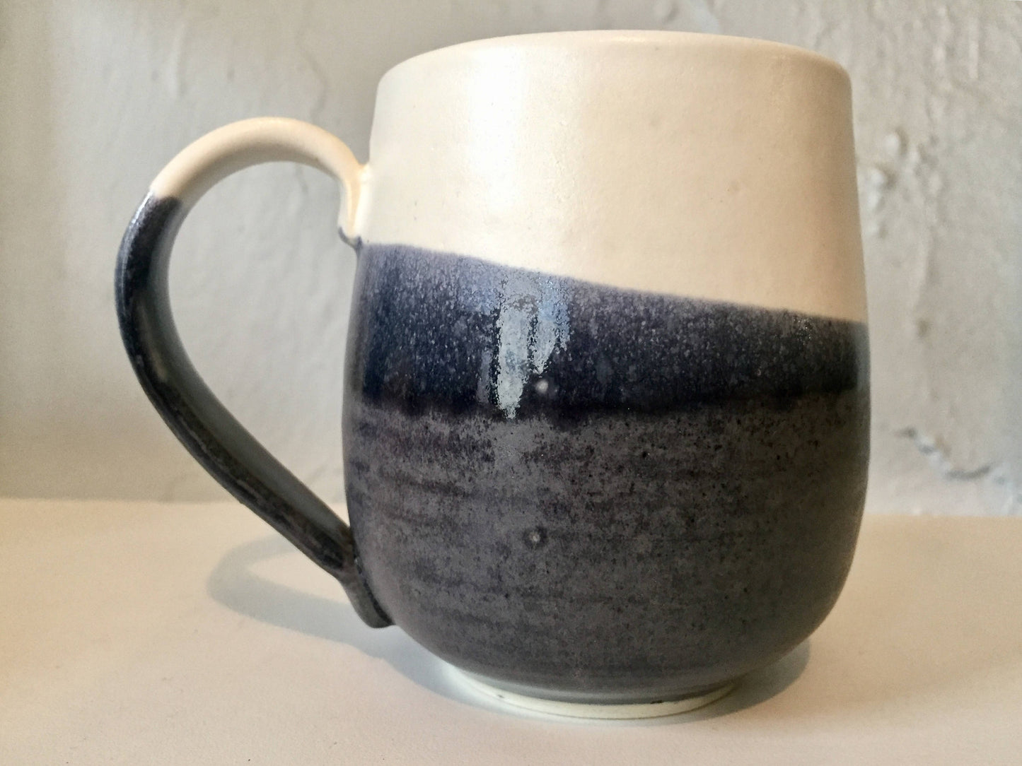 ceramic mug - coffee cup -  purple/gray and white