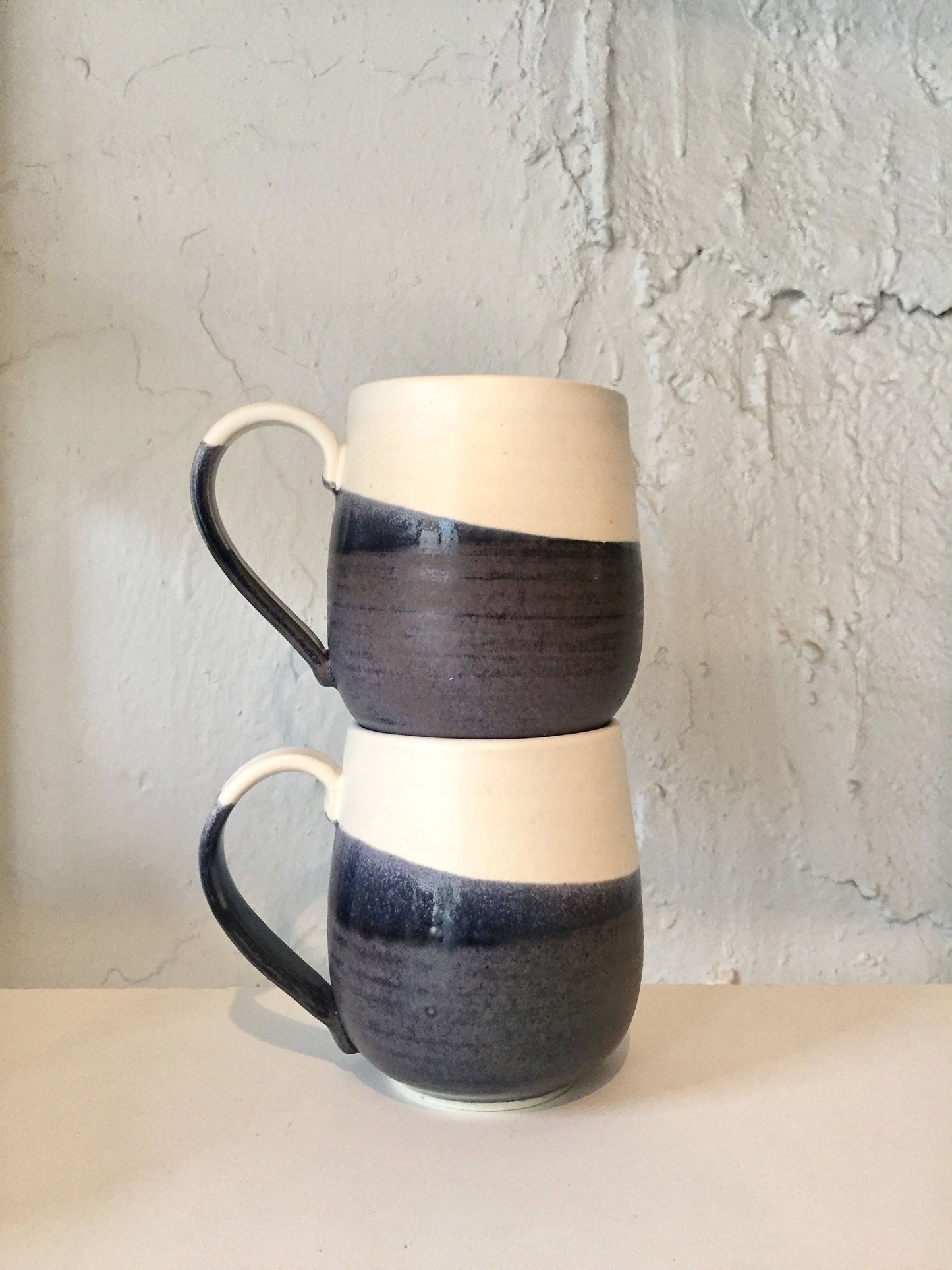ceramic mug - coffee cup -  purple/gray and white