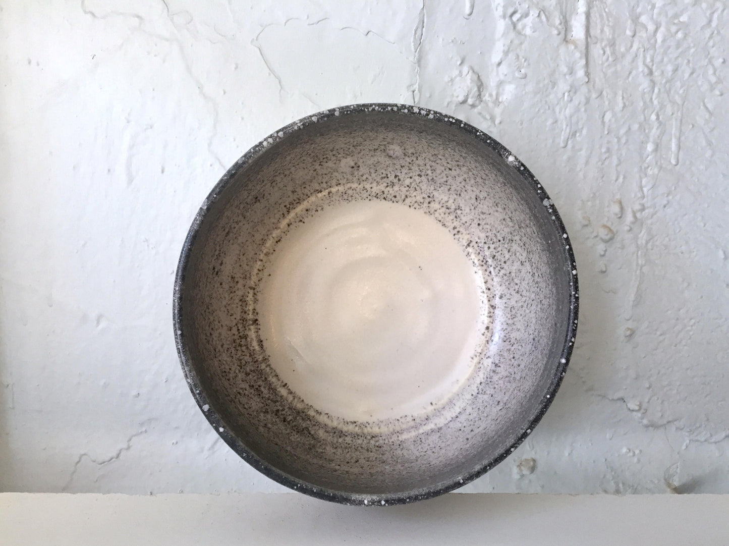 modern ceramic bowl - white with black spray