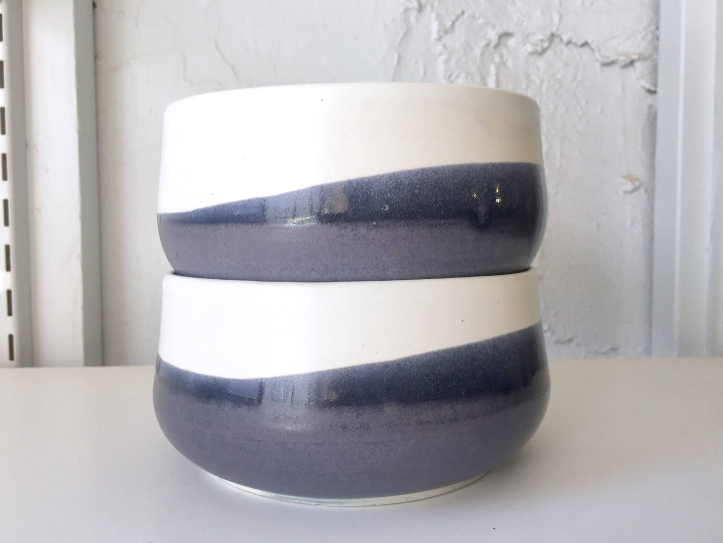 modern ceramic bowl -kitchenware- white and purple