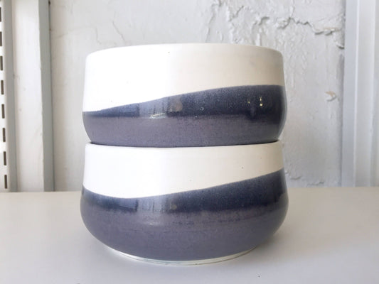 modern ceramic bowl -kitchenware- white and purple