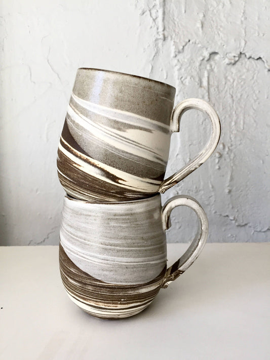 marble  - ceramic coffee mug - modern design - black and white