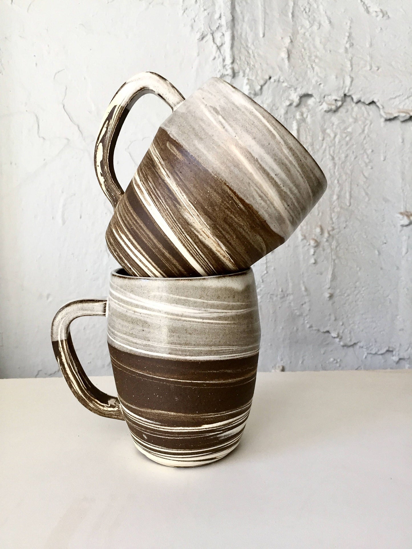 ceramic coffee mug - modern design - black and white