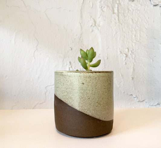 Ceramic mini planter- handmade succulent pot- green
