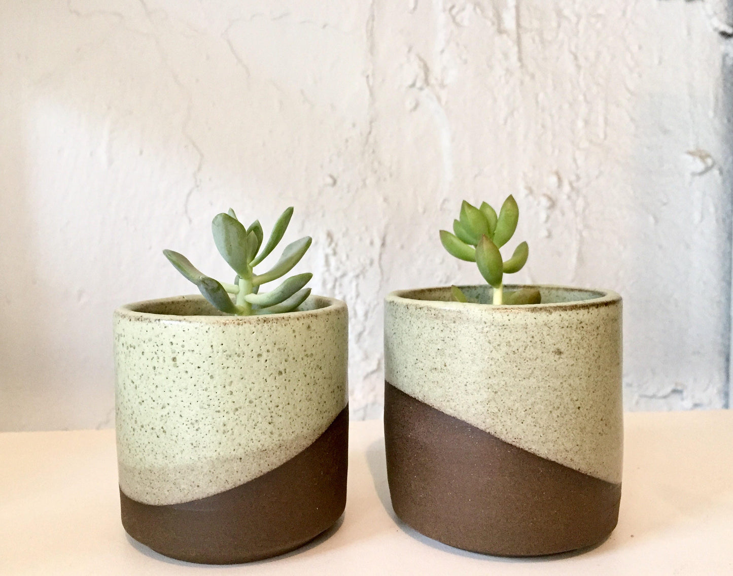 Ceramic mini planter- handmade succulent pot- green