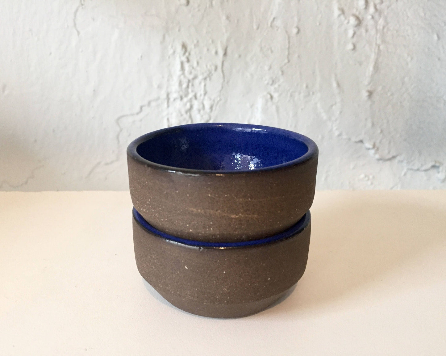 ceramic ramekin- multipurpose dish-ceramic ramekin-  blue and raw clay- set of two