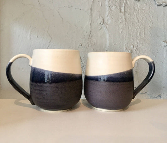 ceramic mug - coffee cup -  purple/gray and white