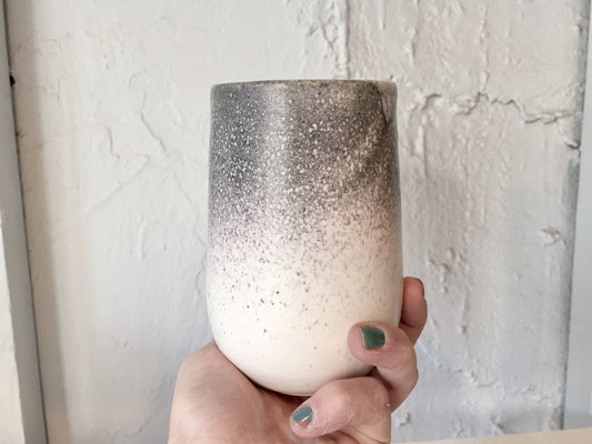 ceramic mug- tumbler- black and white ombré- multipurpose