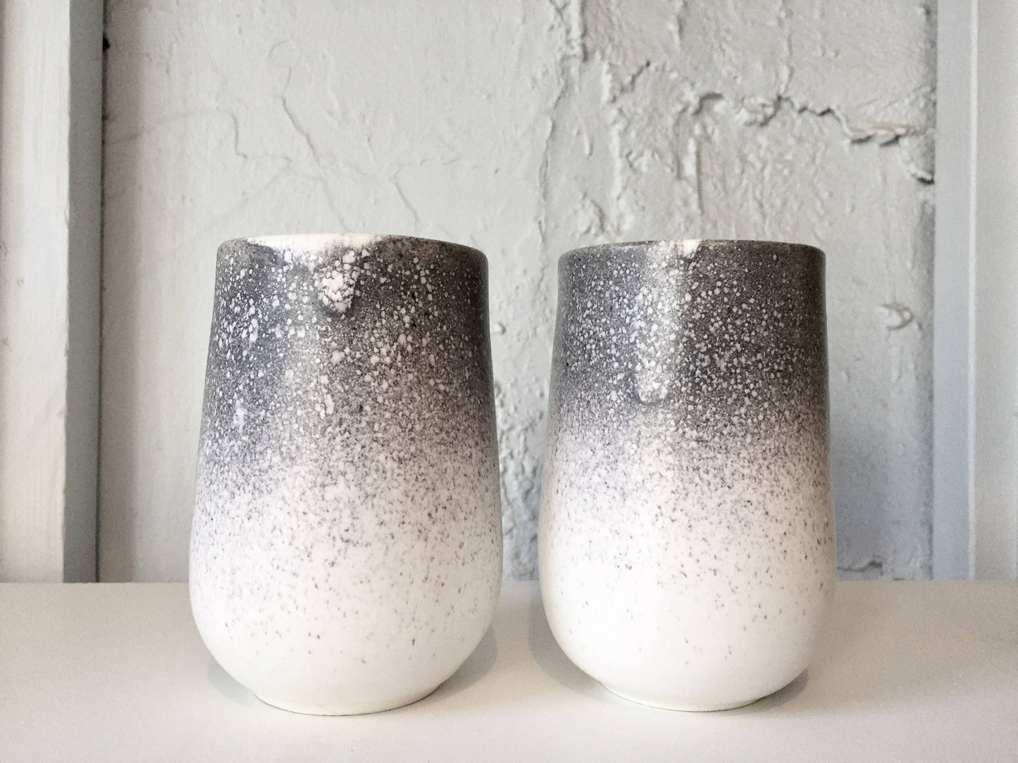 ceramic mug- tumbler- black and white ombré- multipurpose