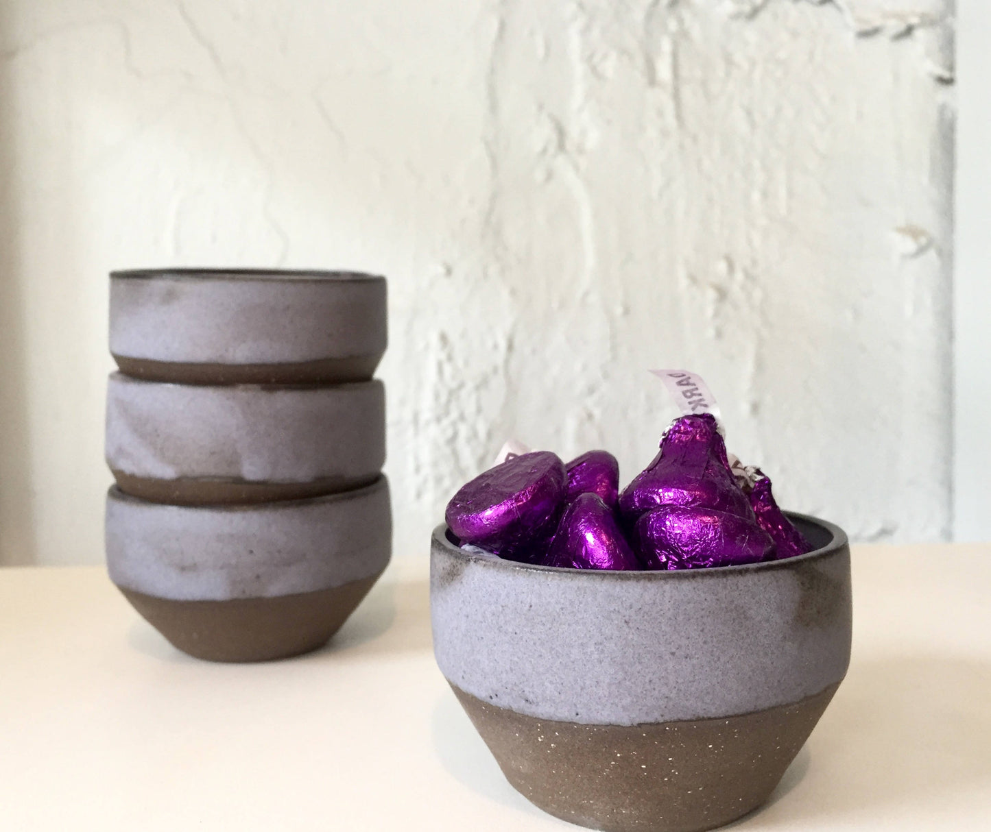 ceramic ramekin- multipurpose dish-ceramic ramekin- purple/gray-set of two
