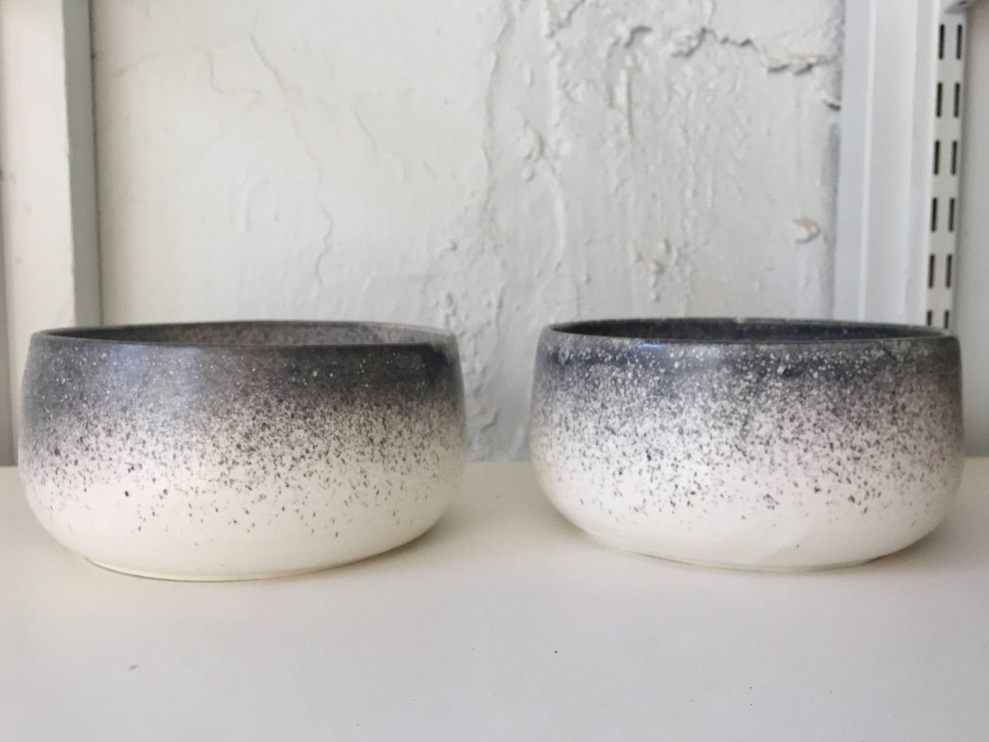 modern ceramic bowl - white with black spray