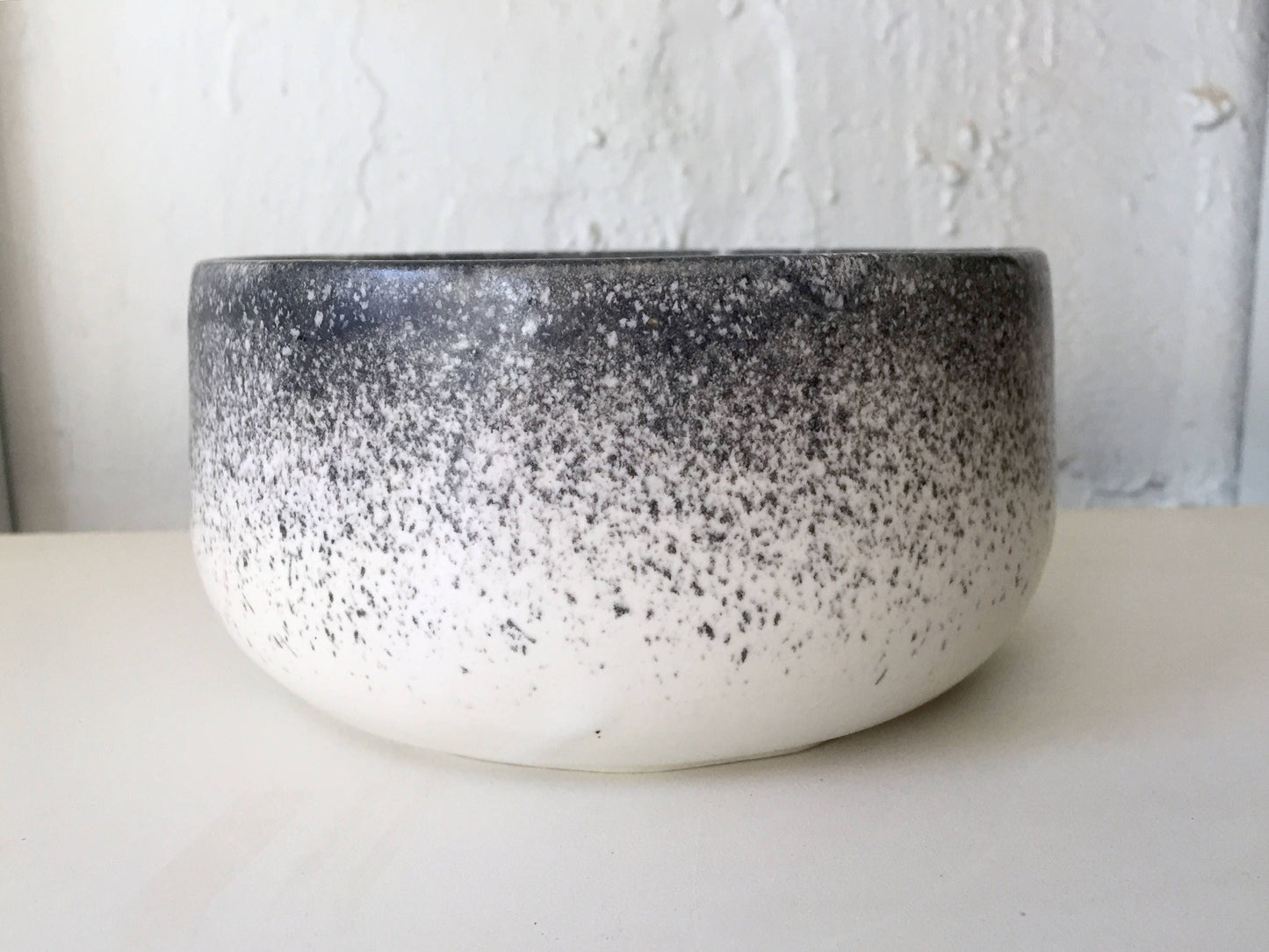 modern ceramic bowl - white with black spray