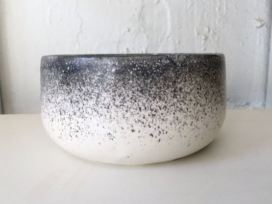 modern ceramic bowl - white with black spray