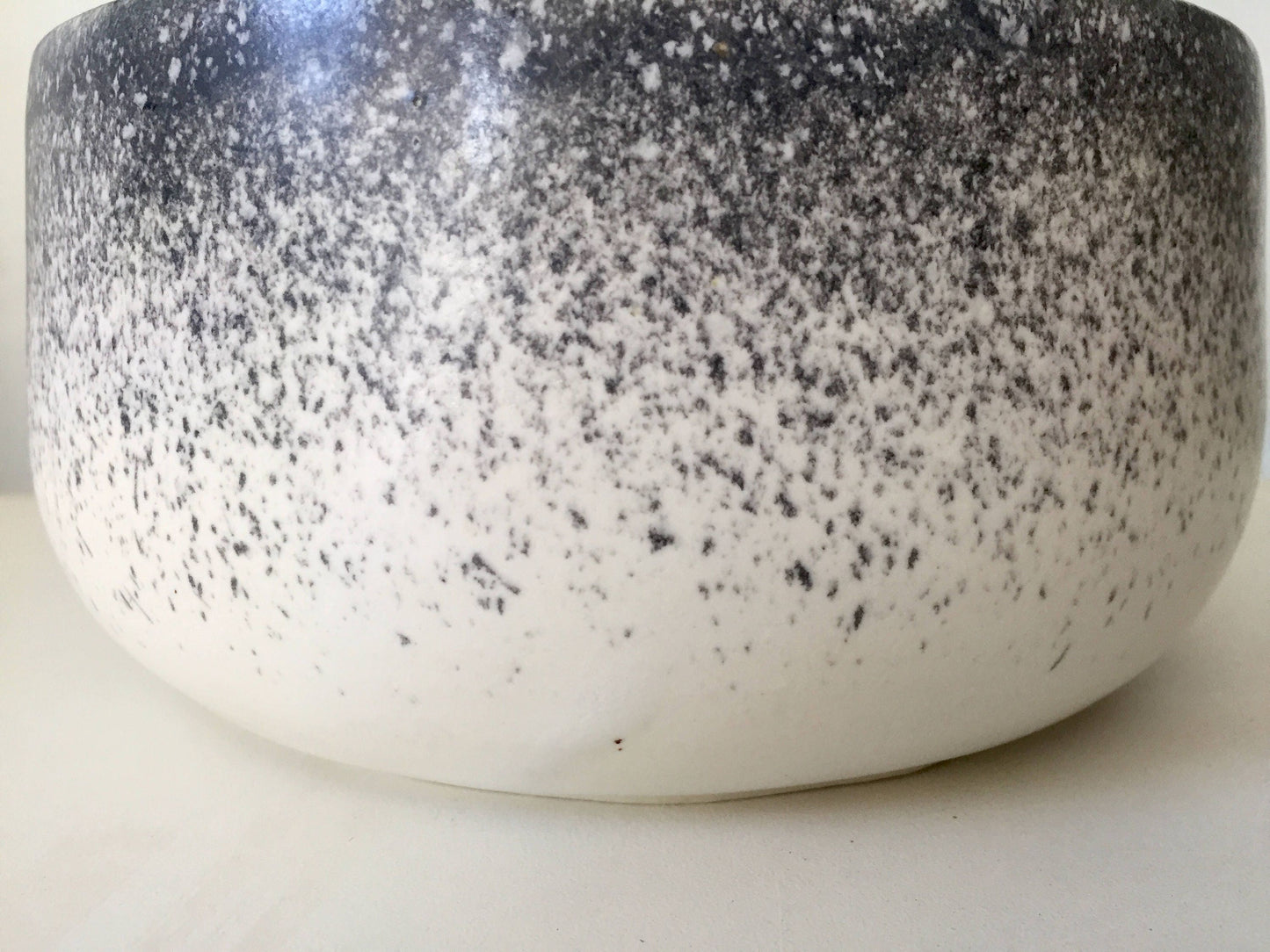 modern ceramic bowl - white with black spray