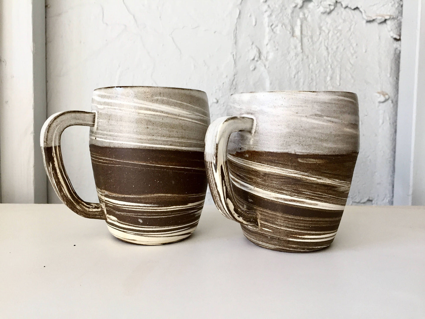 ceramic coffee mug - modern design - black and white