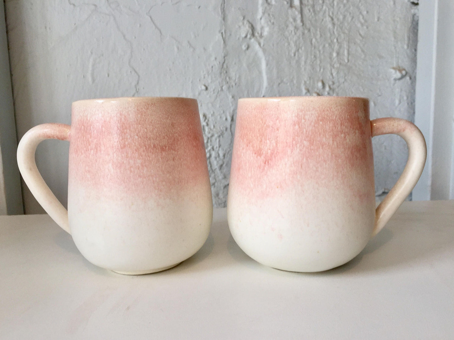 ceramic mug - coffee cup - white and pink ombré