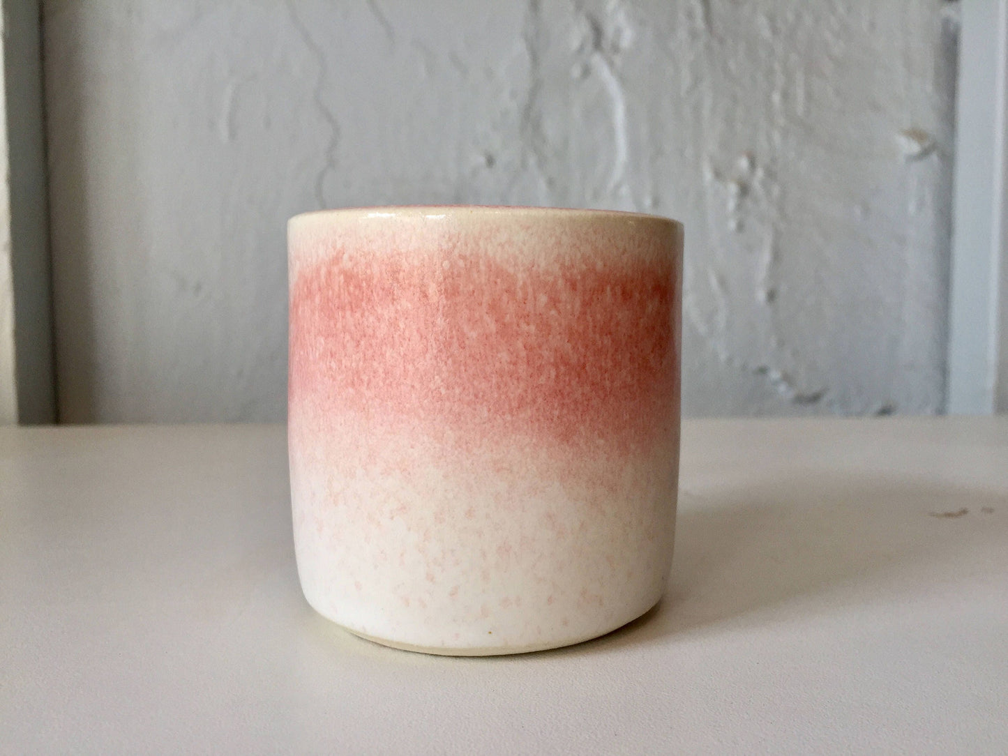Ceramic mini planter- handmade succulenpot- ombré pink and white -