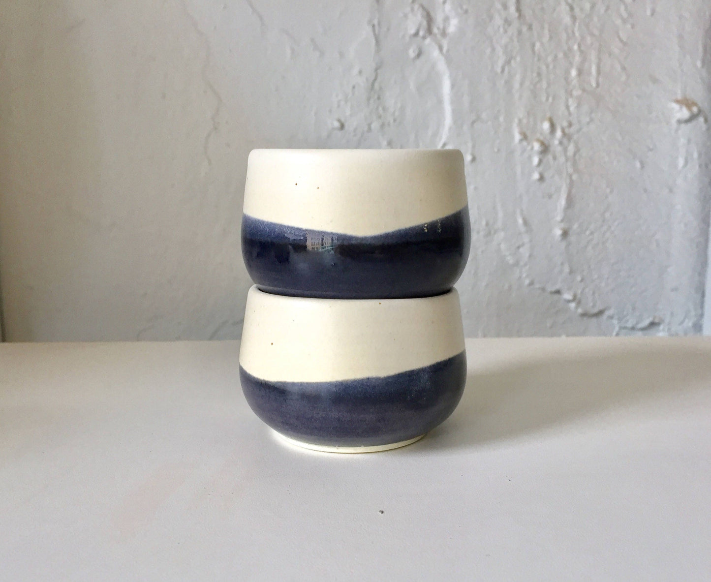 ceramic ramekin- multipurpose dish-kitchenware- purple and white- set of two.