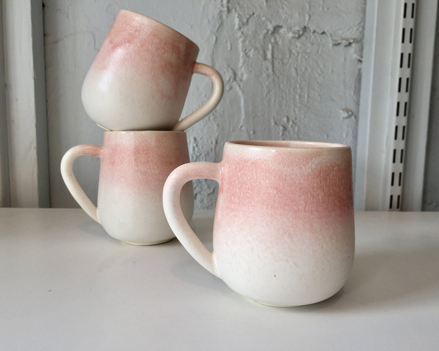ceramic mug - coffee cup - white and pink ombré