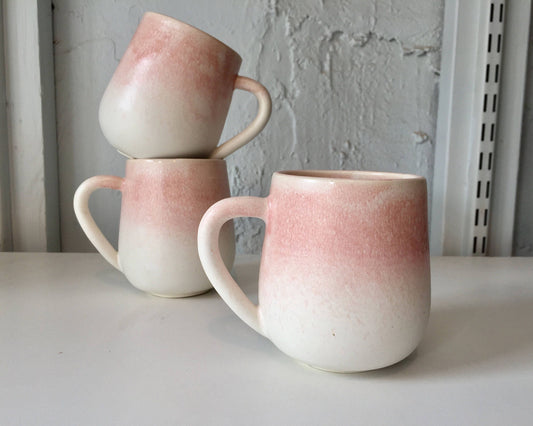 ceramic mug - coffee cup - white and pink ombré