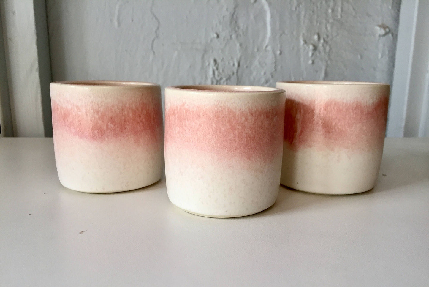 Ceramic mini planter- handmade succulenpot- ombré pink and white -