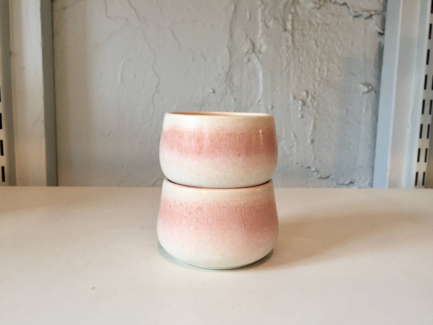 ceramic ramekin- multipurpose dish-kitchenware- White and pink-set of two- NEW!