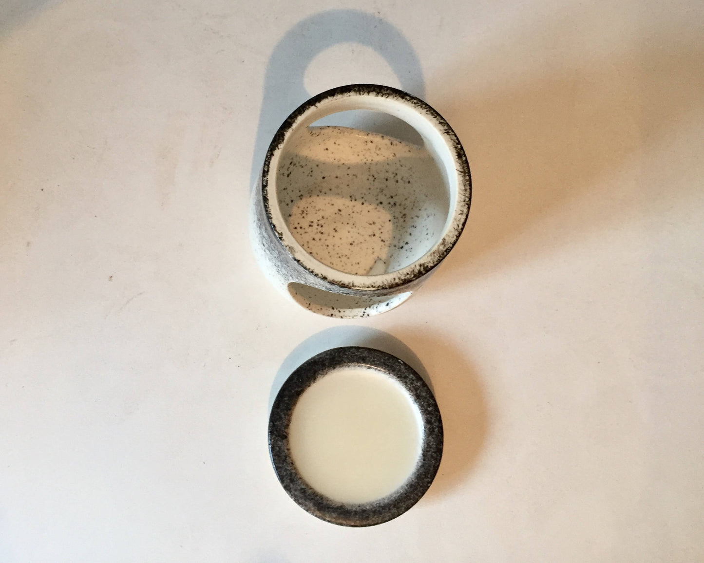 ceramic oil burner/wax melter - White and black- handmade- NEW!