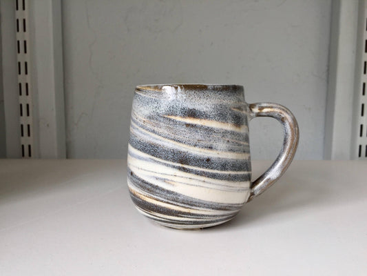 ceramic coffee mug-marble  design -brown and white -NEW Limited edition!