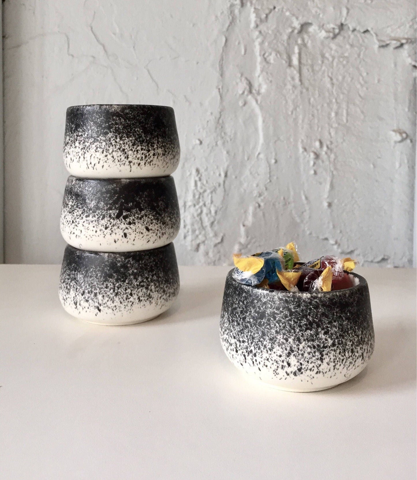 ceramic ramekin- multipurpose dish-kitchenware- White and black- set of two- NEW!