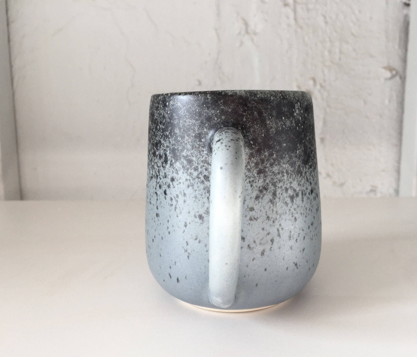 ceramic mug - blue coffee cup -modern mug blue with black spray-NEW! Limited edition!