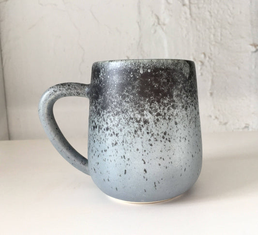 ceramic mug - blue coffee cup -modern mug blue with black spray-NEW! Limited edition!