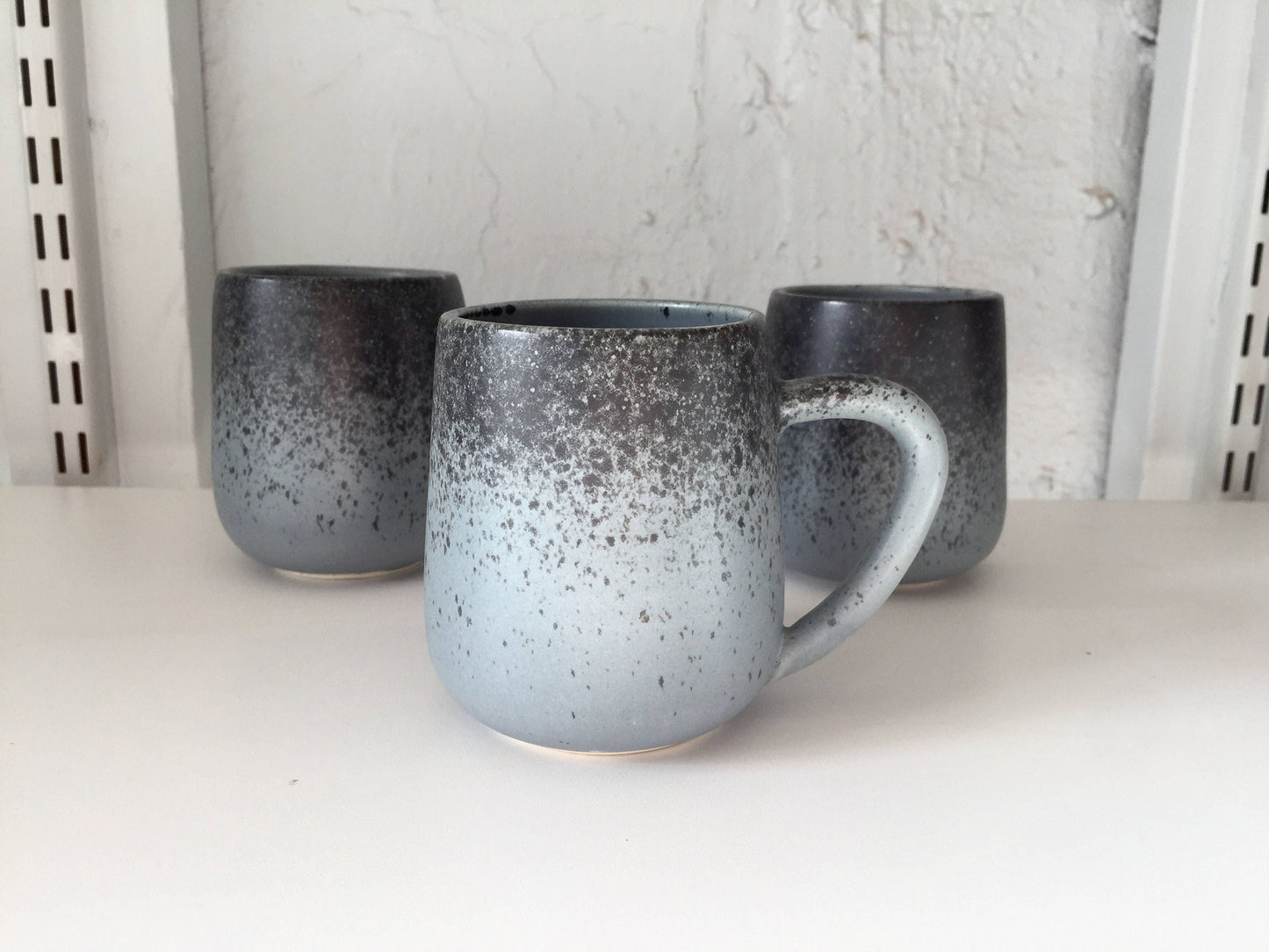 ceramic mug - blue coffee cup -modern mug blue with black spray-NEW! Limited edition!