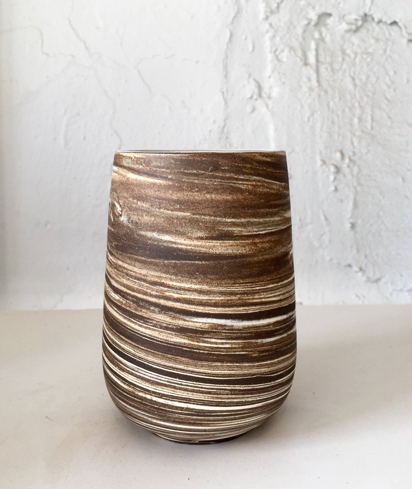 ceramic mug- tumbler- Marbled clay- brown and white- multipurpose- NEW!