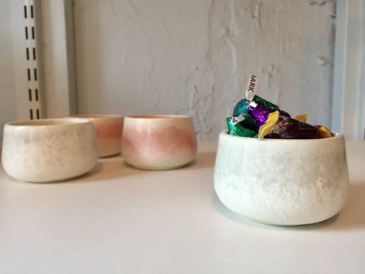 ceramic ramekin- multipurpose dish-kitchenware- White and green- set of two- NEW!