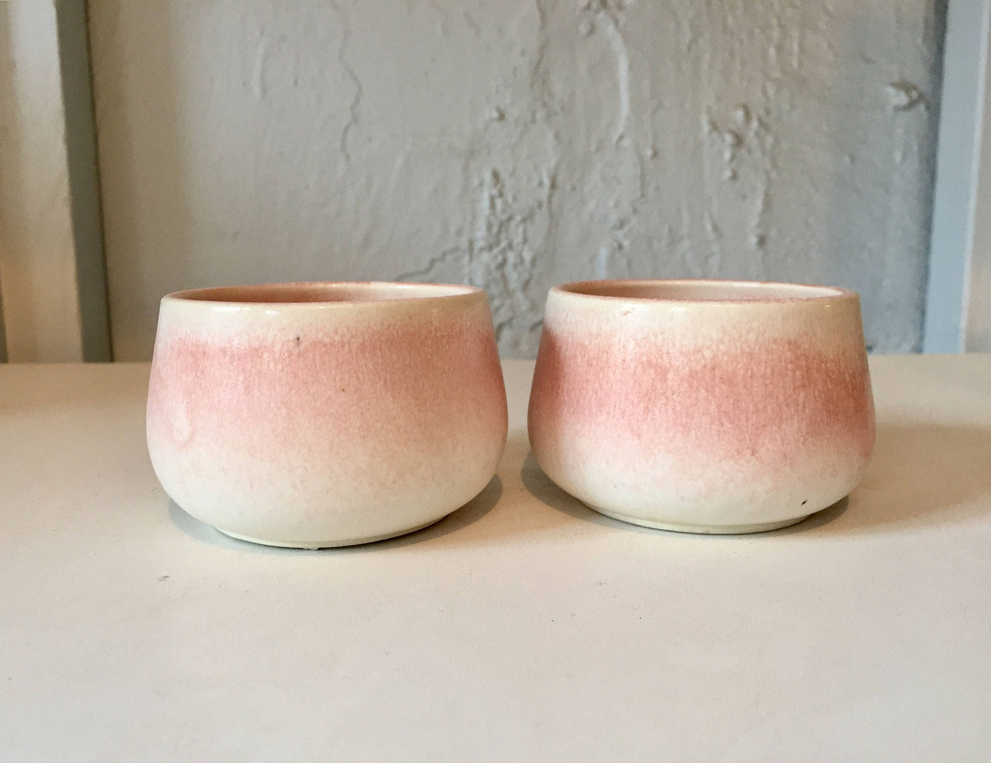 ceramic ramekin- multipurpose dish-kitchenware- White and pink-set of two- NEW!