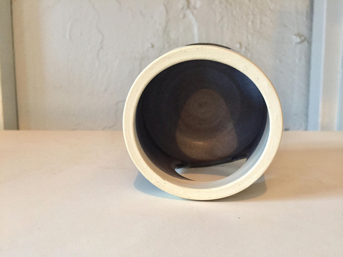 ceramic oil burner/wax melter - White and purple/gray- handmade- NEW!