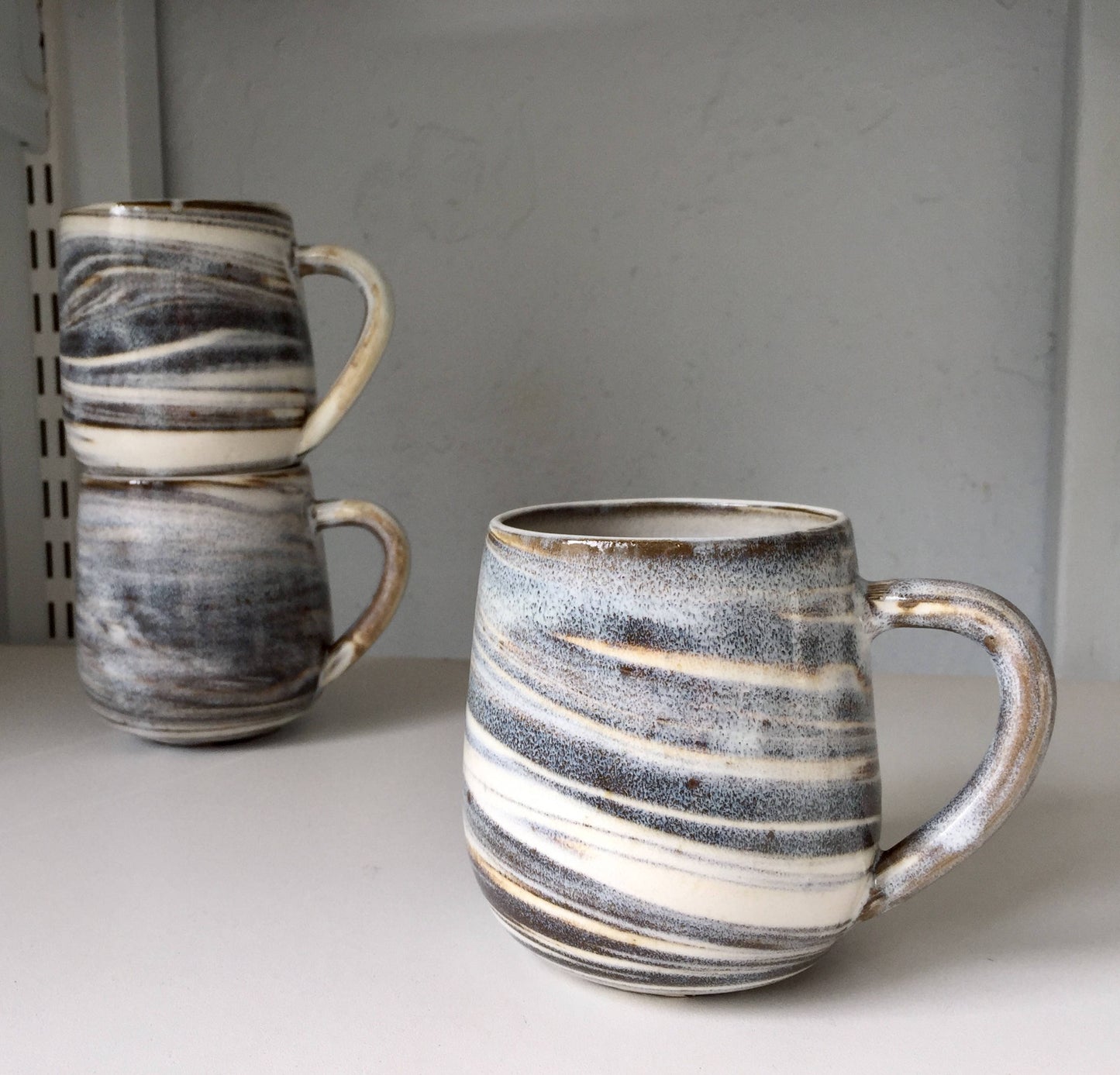 ceramic coffee mug-marble  design -brown and white -NEW Limited edition!