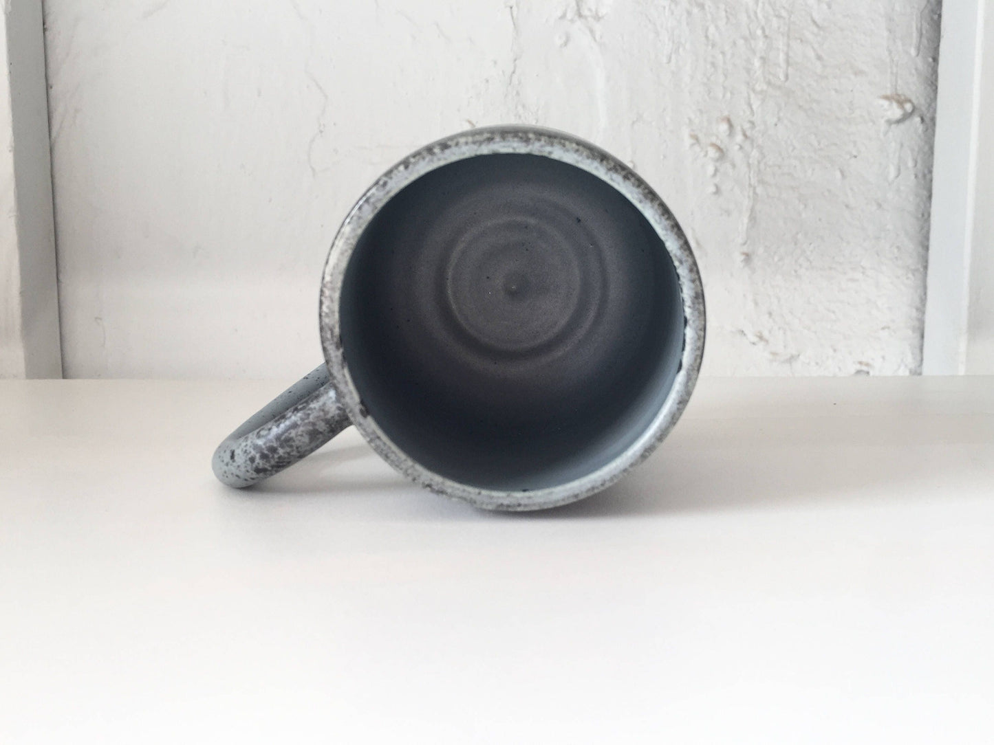 ceramic mug - blue coffee cup -modern mug blue with black spray-NEW! Limited edition!