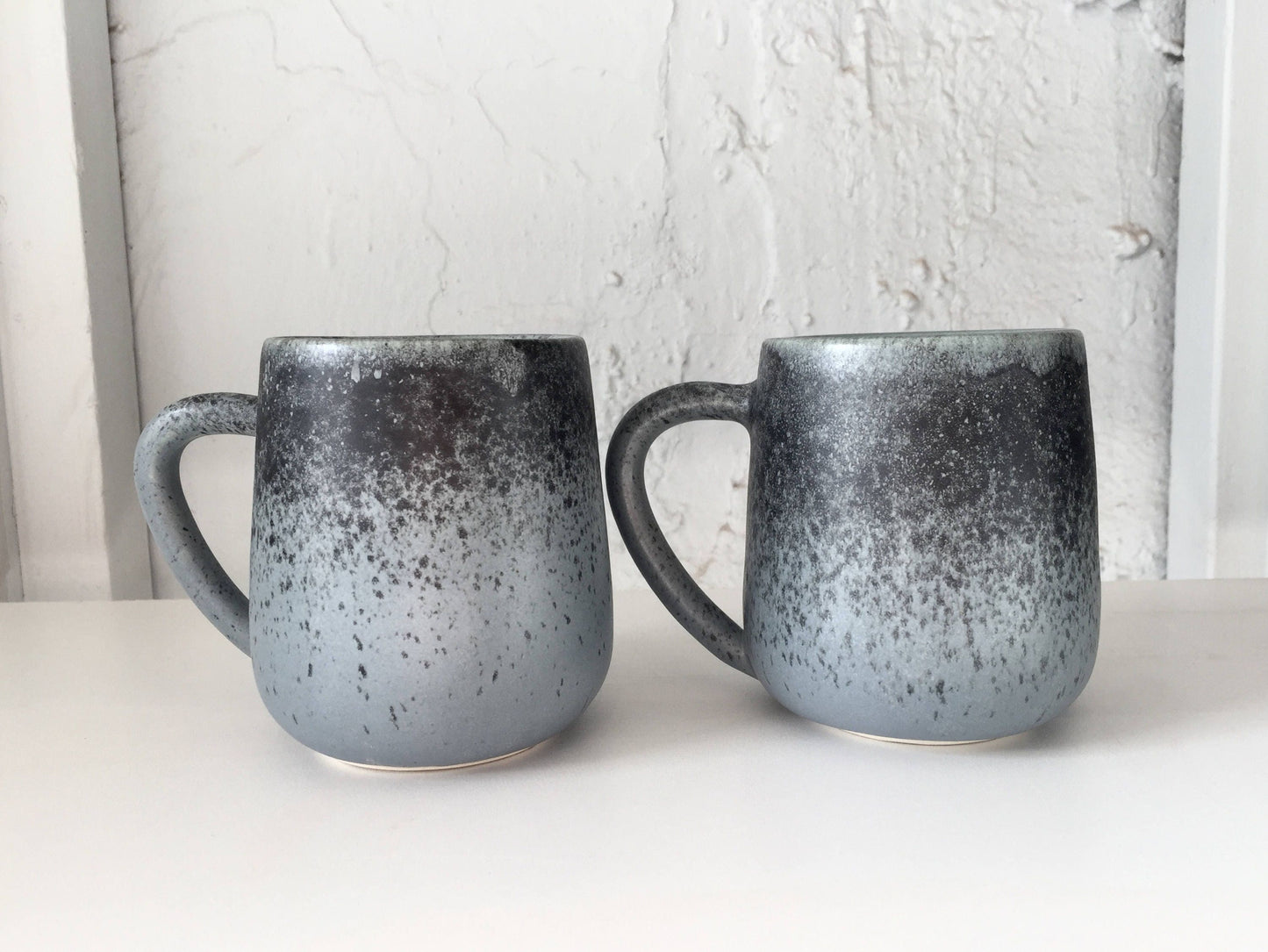 ceramic mug - blue coffee cup -modern mug blue with black spray-NEW! Limited edition!