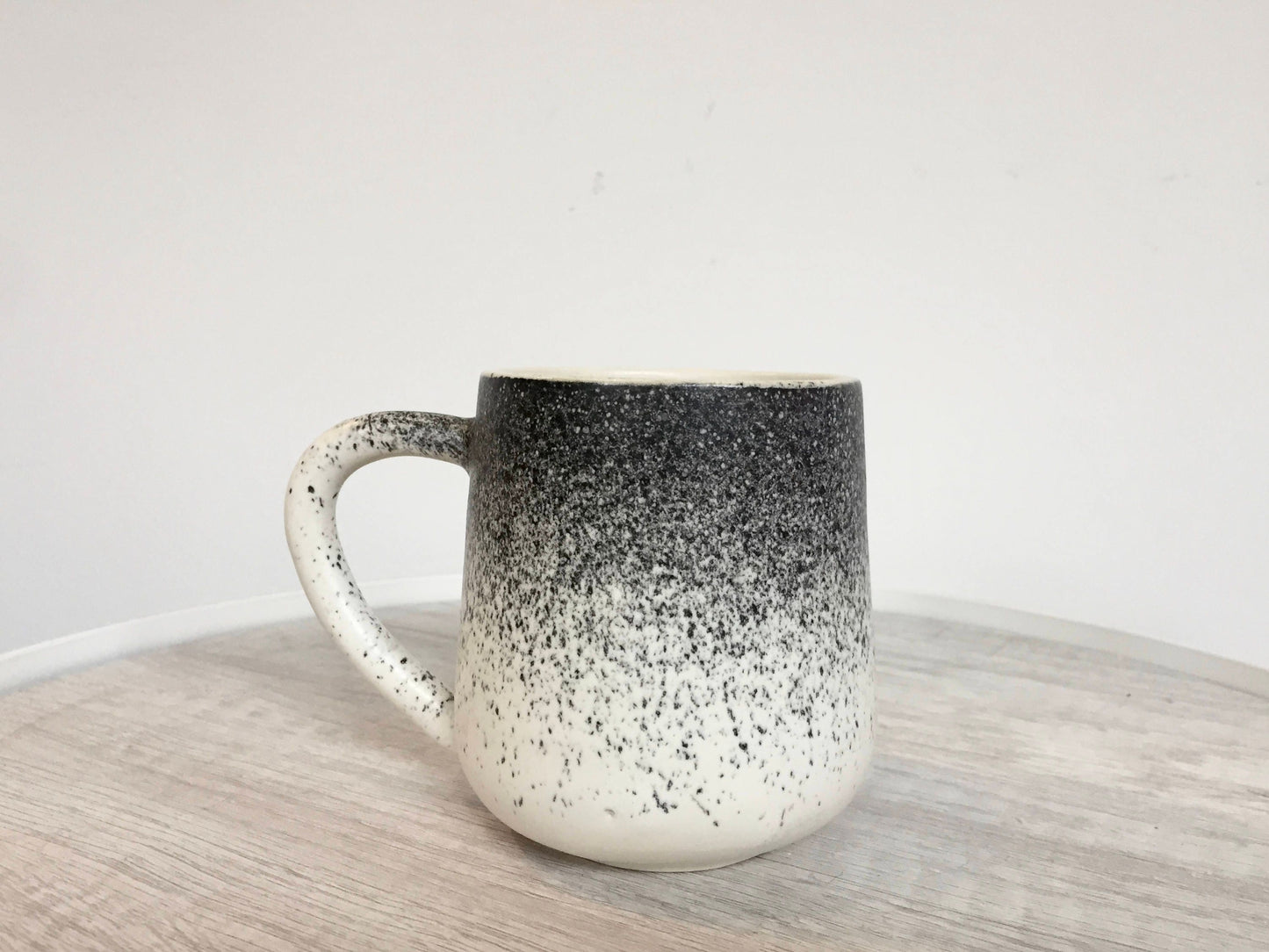 ceramic mug - coffee cup -modern  white and black spray.