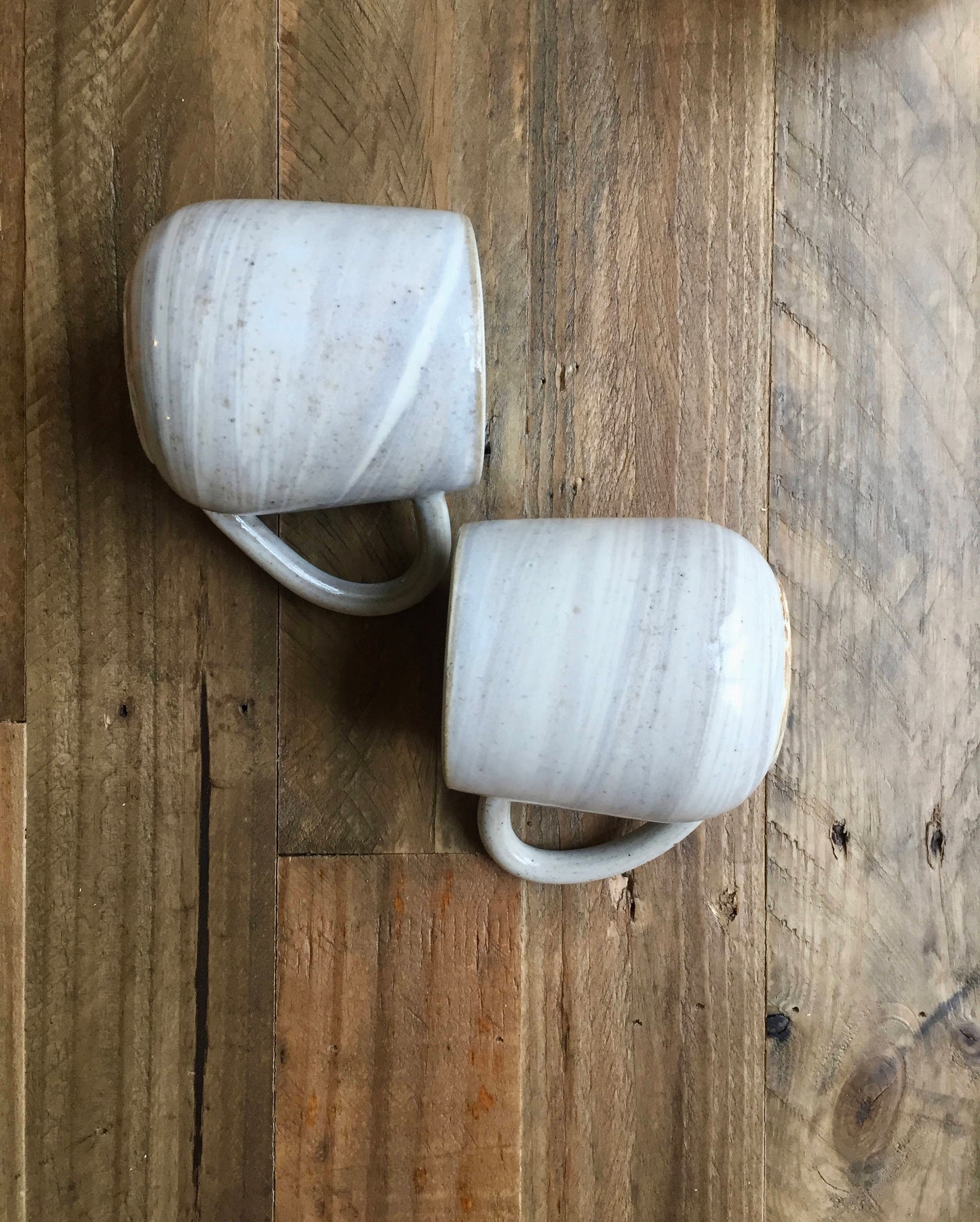 ceramic coffee mug-marble design -Beige and white