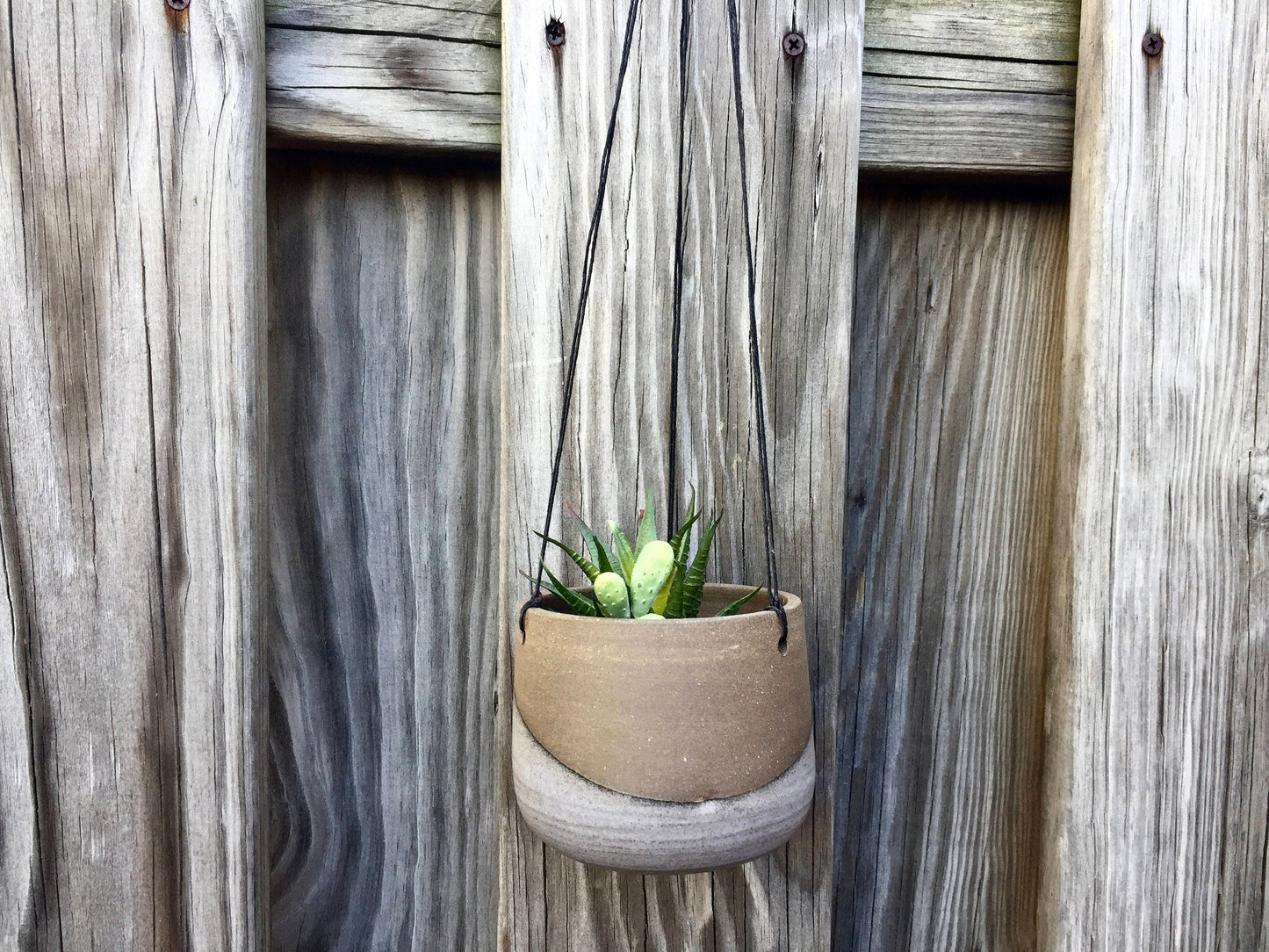 Small Ceramic hanging planter - purple gray - hanging jar -flower pot- candle holder - herb planter