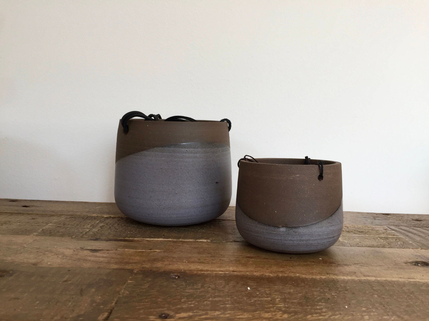 Small Ceramic hanging planter - purple gray - hanging jar -flower pot- candle holder - herb planter