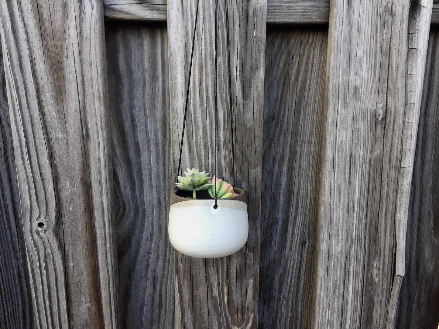 Small Ceramic planter-white-   Hanging flower pot - herb planter