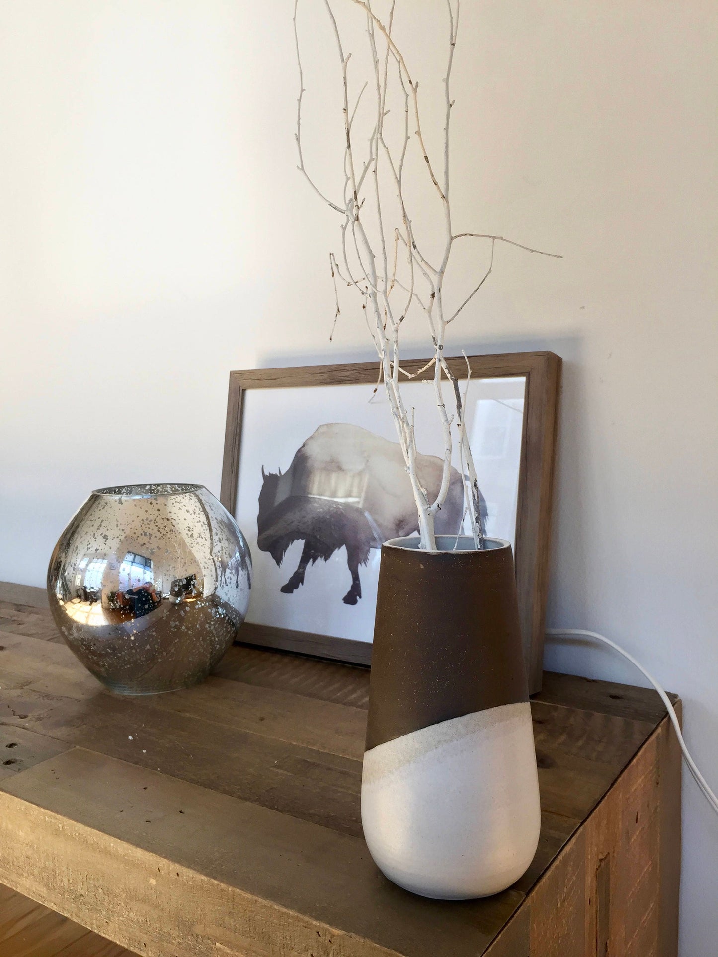 Ceramic flower vase - modern design-flower holder- white