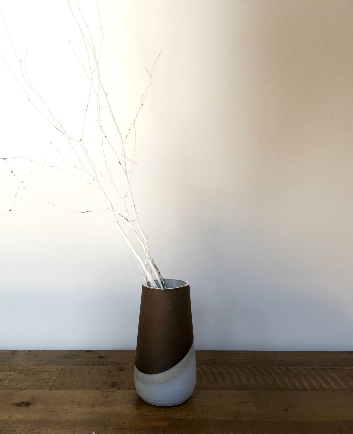 Ceramic flower vase - modern design-flower holder- white