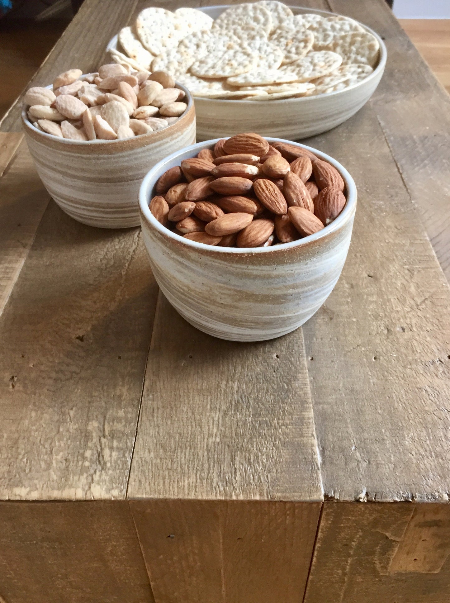 Small dip bowl-ceramic bowl - Marbled clay beige and white