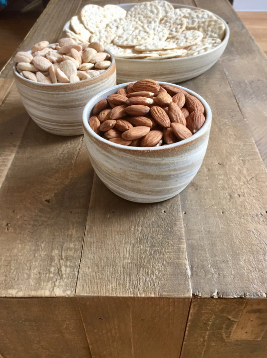 Small dip bowl-ceramic bowl - Marbled clay beige and white